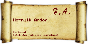 Hornyik Andor névjegykártya